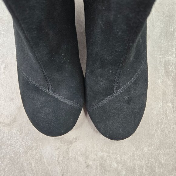 Toms Ankle Wedge Booties Sz 6 Black Suede Comfort Western Desert Chelsea Boots - Picture 3 of 10